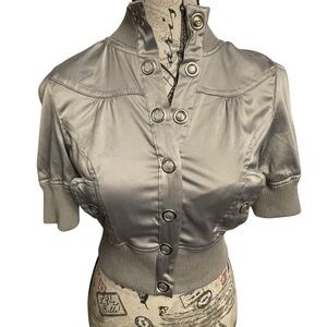 Paris Blues Silver Button-Up Crop Top